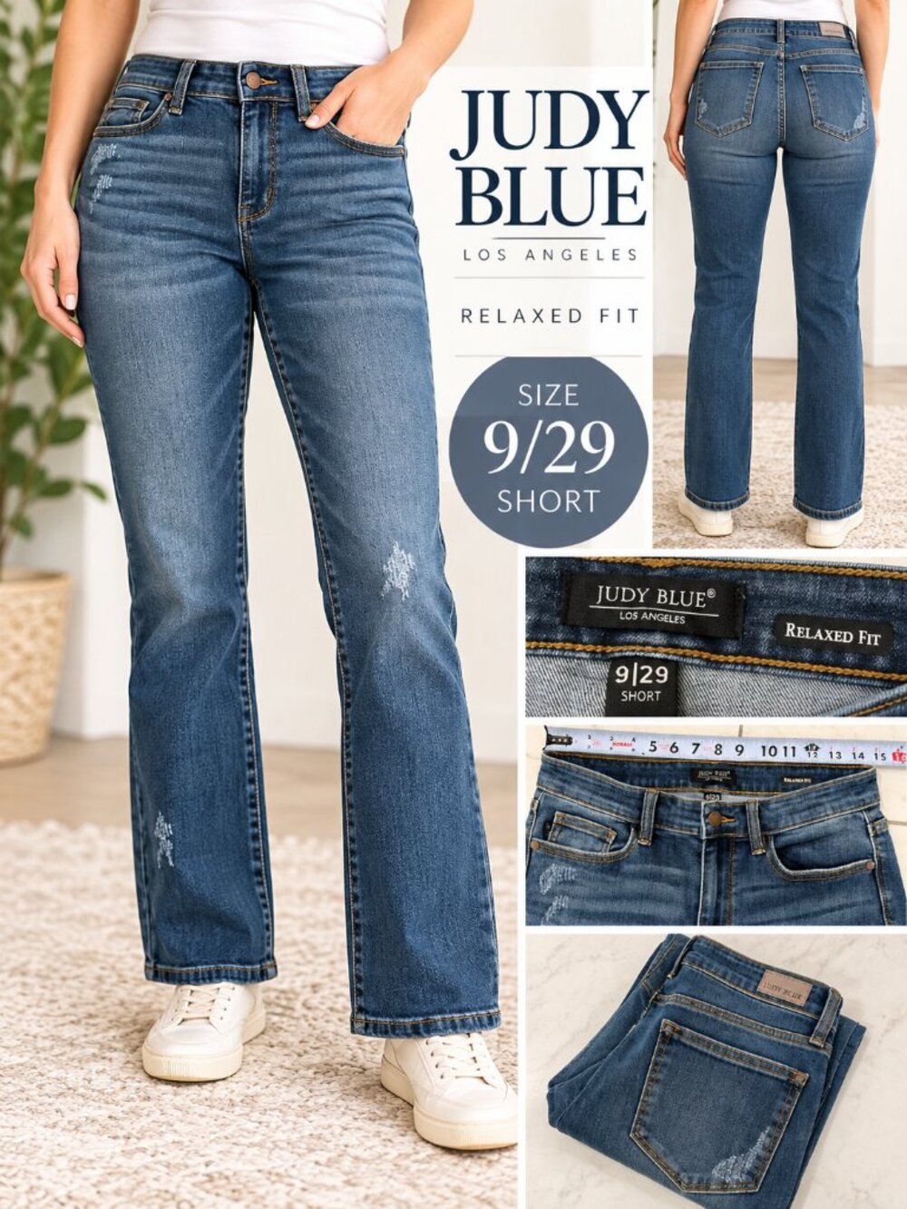 Judy Blue Relaxed Fit Jeans Size 9/29 Short Distressed Stretch Denim